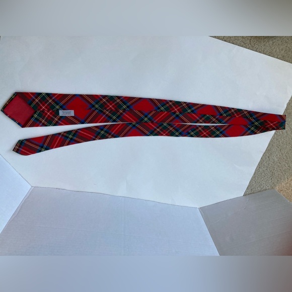 Stewart Royal Red Plaid Tie Scottish Wool - Picture 4 of 5